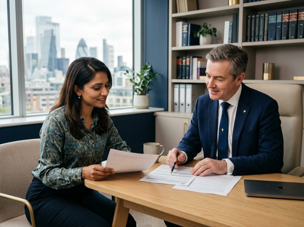 Simon Barr Immigration Law consultation — advisers reviewing immigration documents together